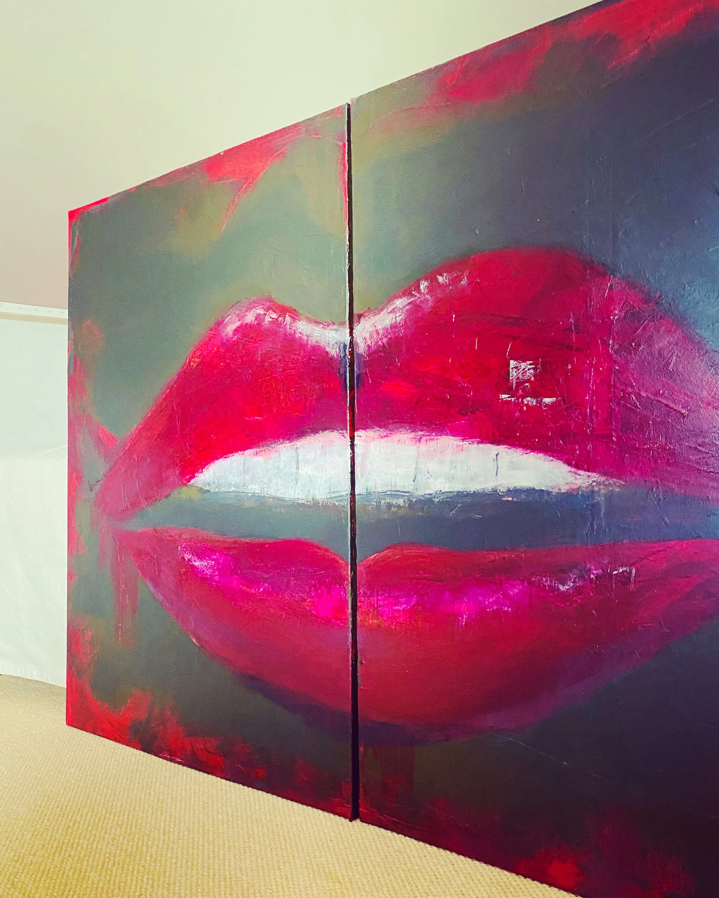 Les lèvres - Acrylic on canvas, Diptych 100x70cm - €1400