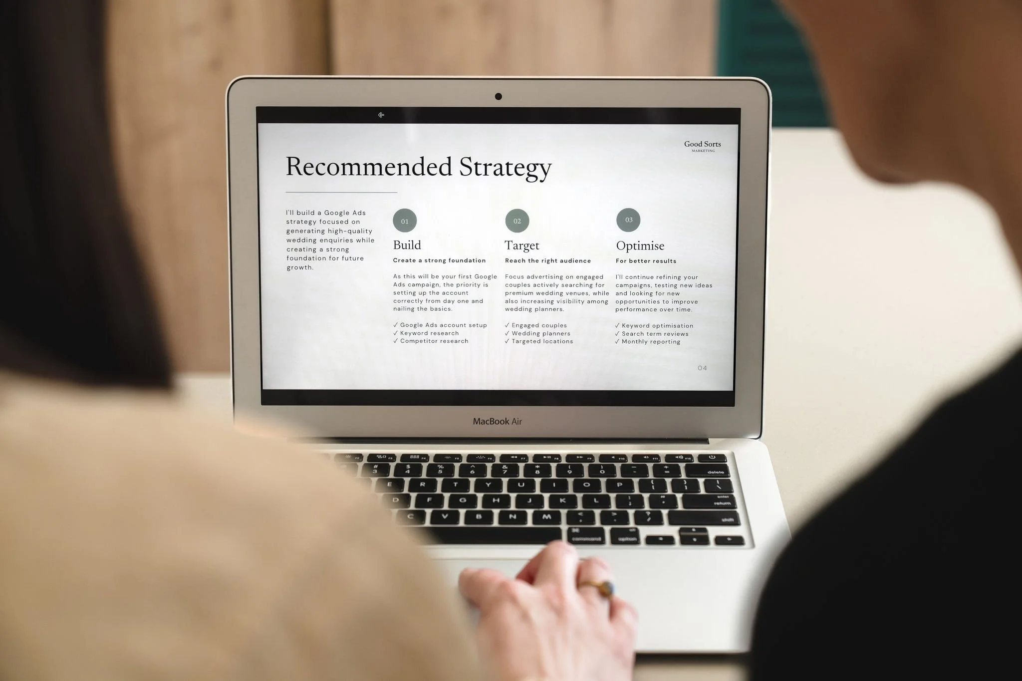 Digital marketing being reviewed on a laptop