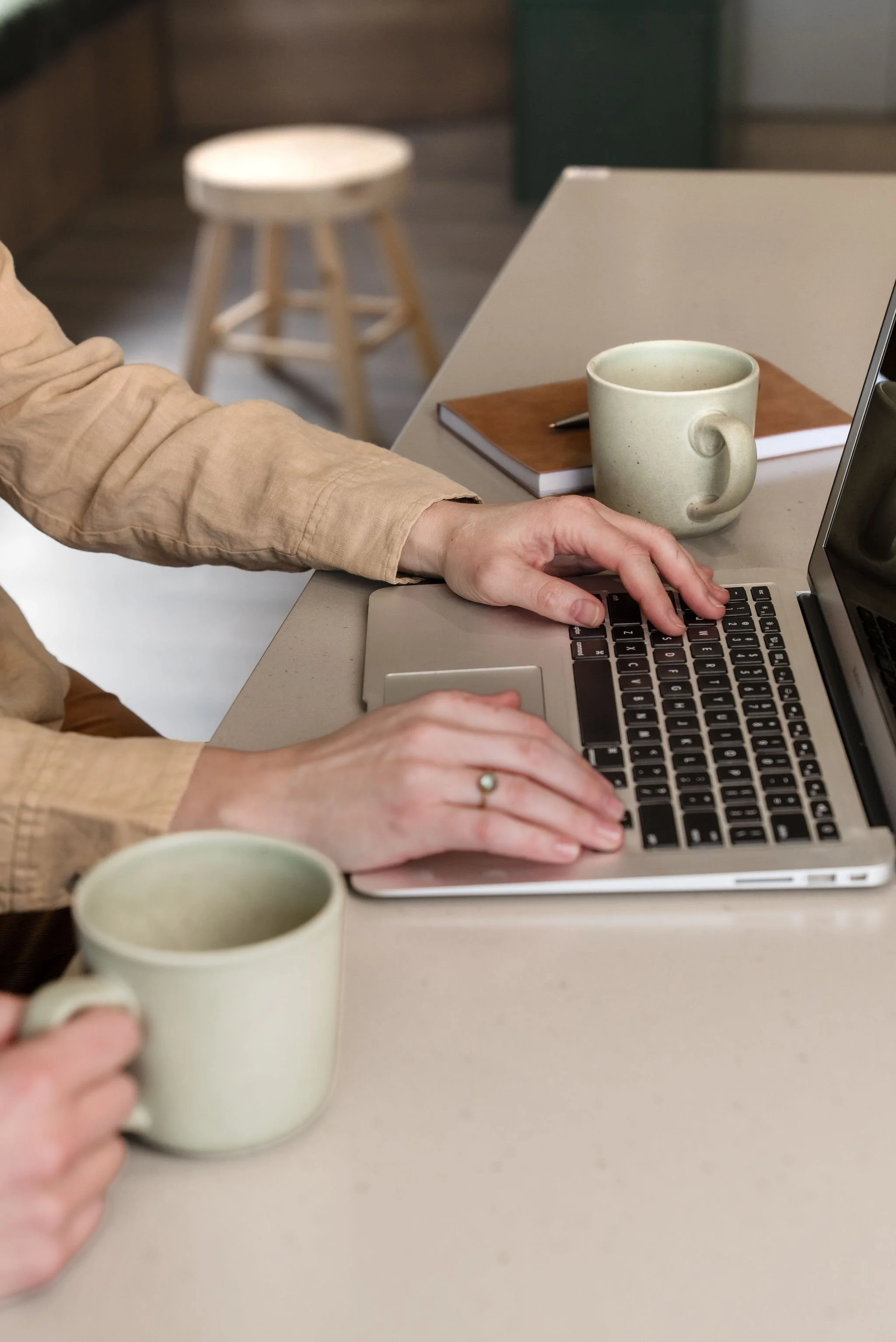 Working on a marketing project at a laptop