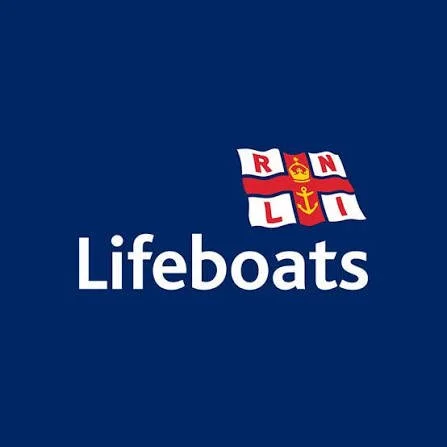 Logo with a nautical flag and the word "Lifeboats" on a dark blue background.