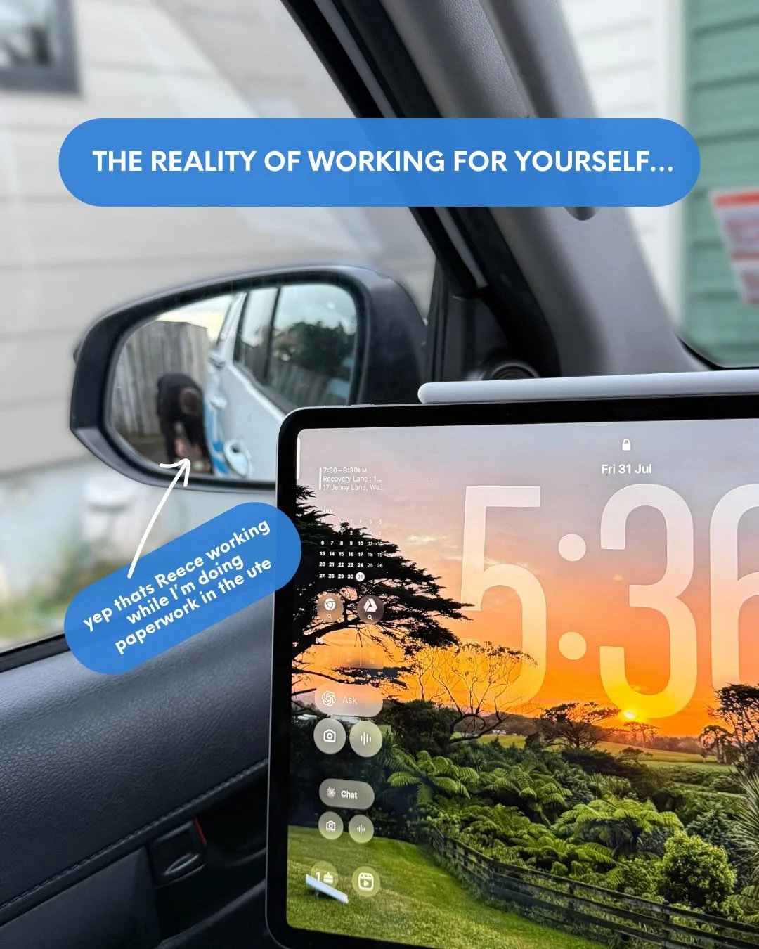 Reece &amp; I have learnt very quickly in business that balance doesn&rsquo;t mean 50/50! Some days it&rsquo;s 80/20 work, some days it&rsquo;s 0/100 chill. 

I&rsquo;m still very grateful for today, regardless of my office space 😆

- Brooke 🥰