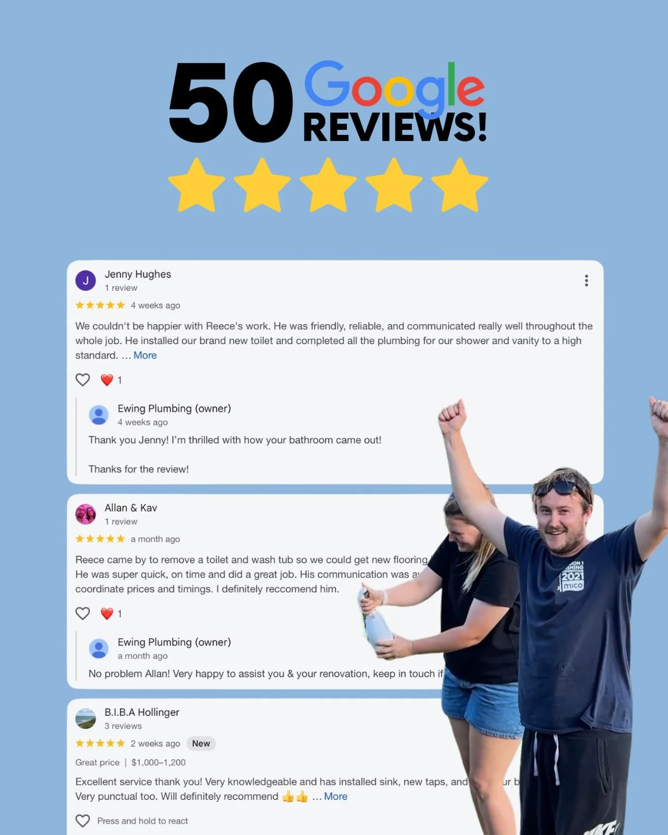 Another milestone for us - 50 Google reviews! 🥳

A big thank you to all of our clients who have taken the time to leave us a review 🩵