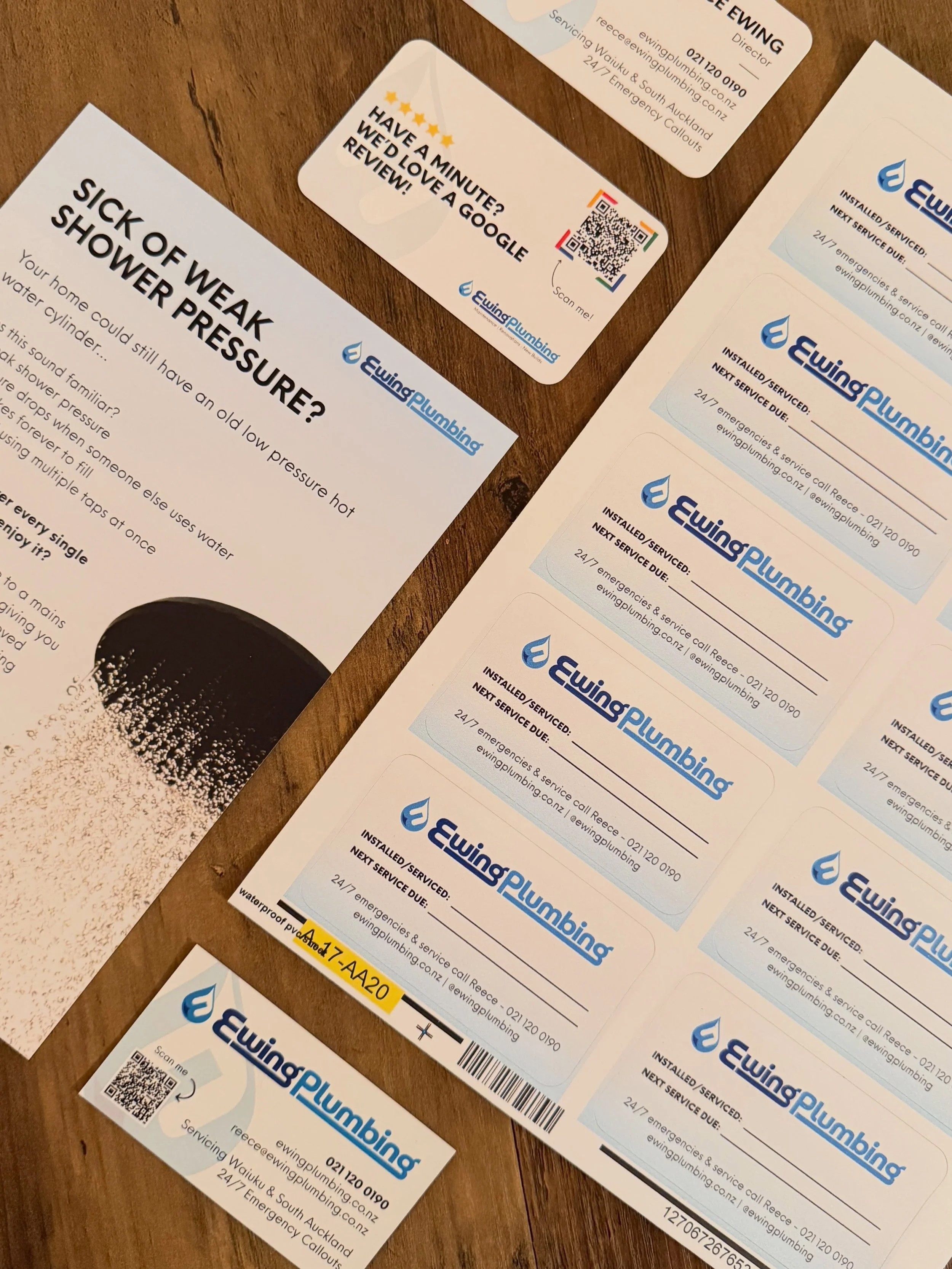 Fridge magnets, google review cards, flyers and stickers&hellip; Reece does the plumbing &amp; Brooke makes sure everyone knows about it 😂