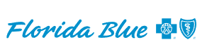 Florida Blue logo with blue text and icons of a shield and medical cross