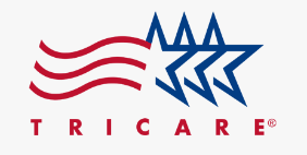 The TRICARE logo featuring three blue stars and red wavy lines, with the word 'TRICARE' below.