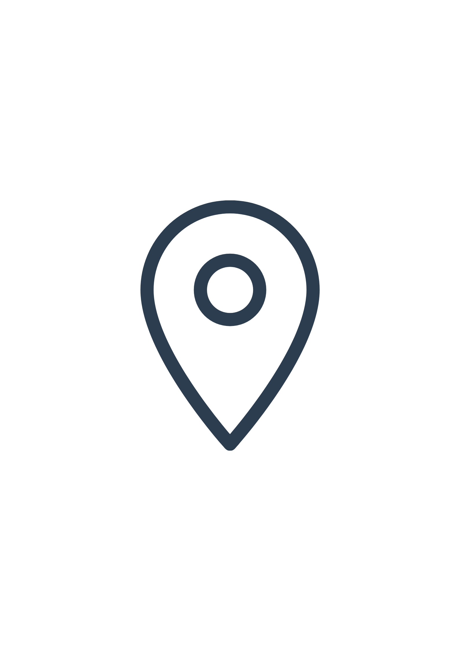 A black background with a light blue map pin icon in the center.