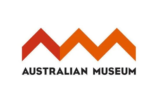 Logo of the Australian Museum featuring stylized mountain peaks in red and orange with the text 'Australian Museum' beneath.