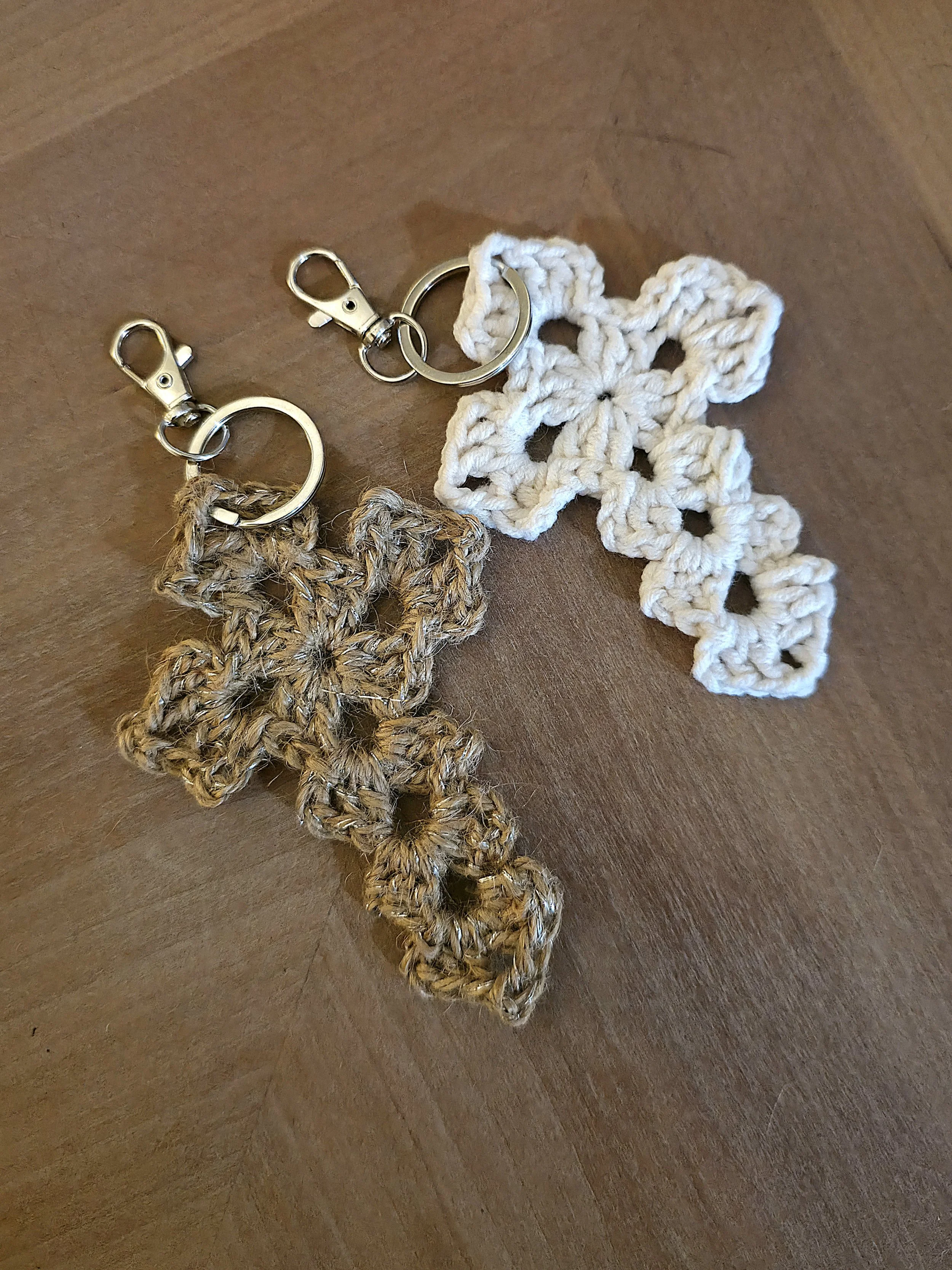 Crochet Cross Keychain