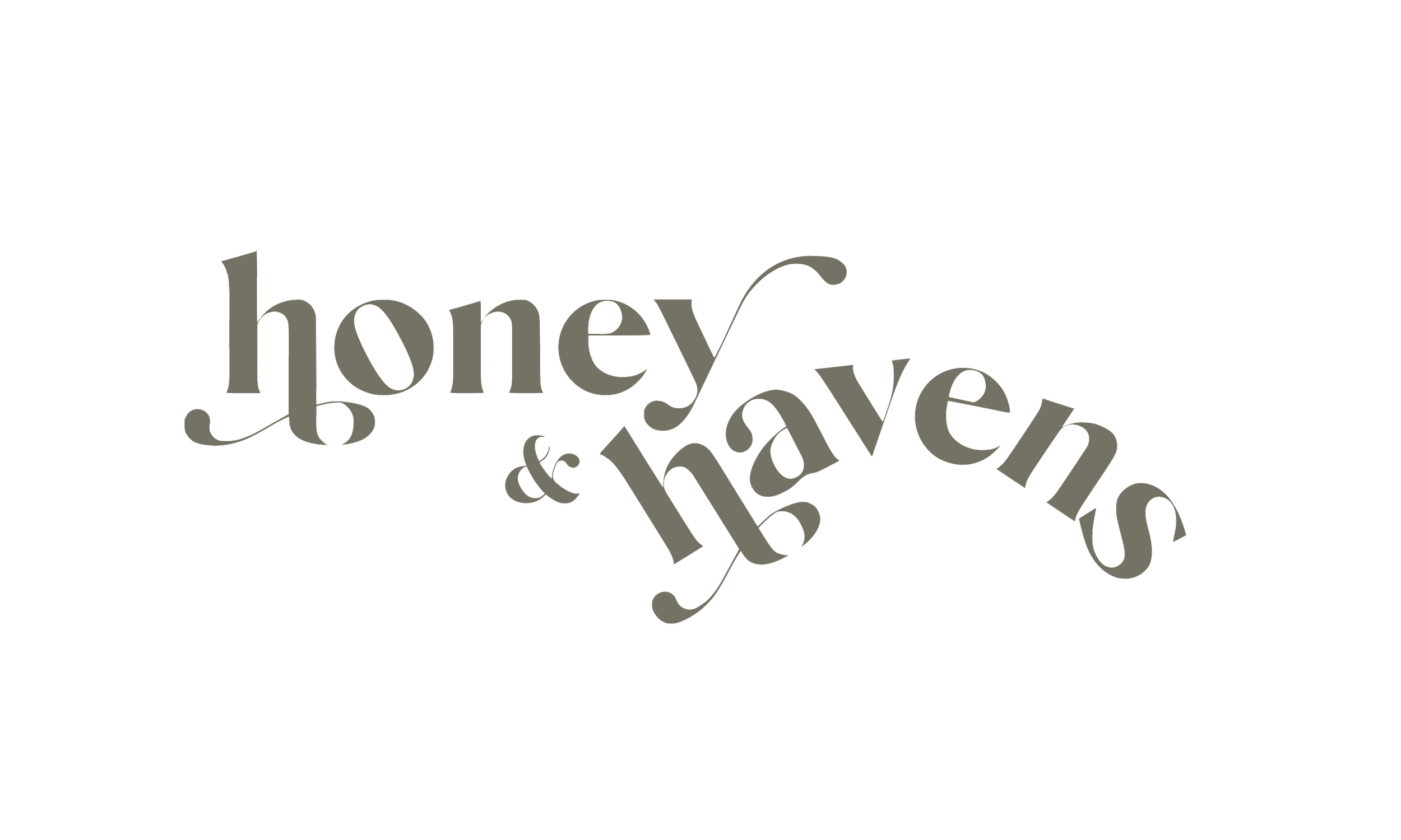 Stylized olive text saying "honey & havens"
