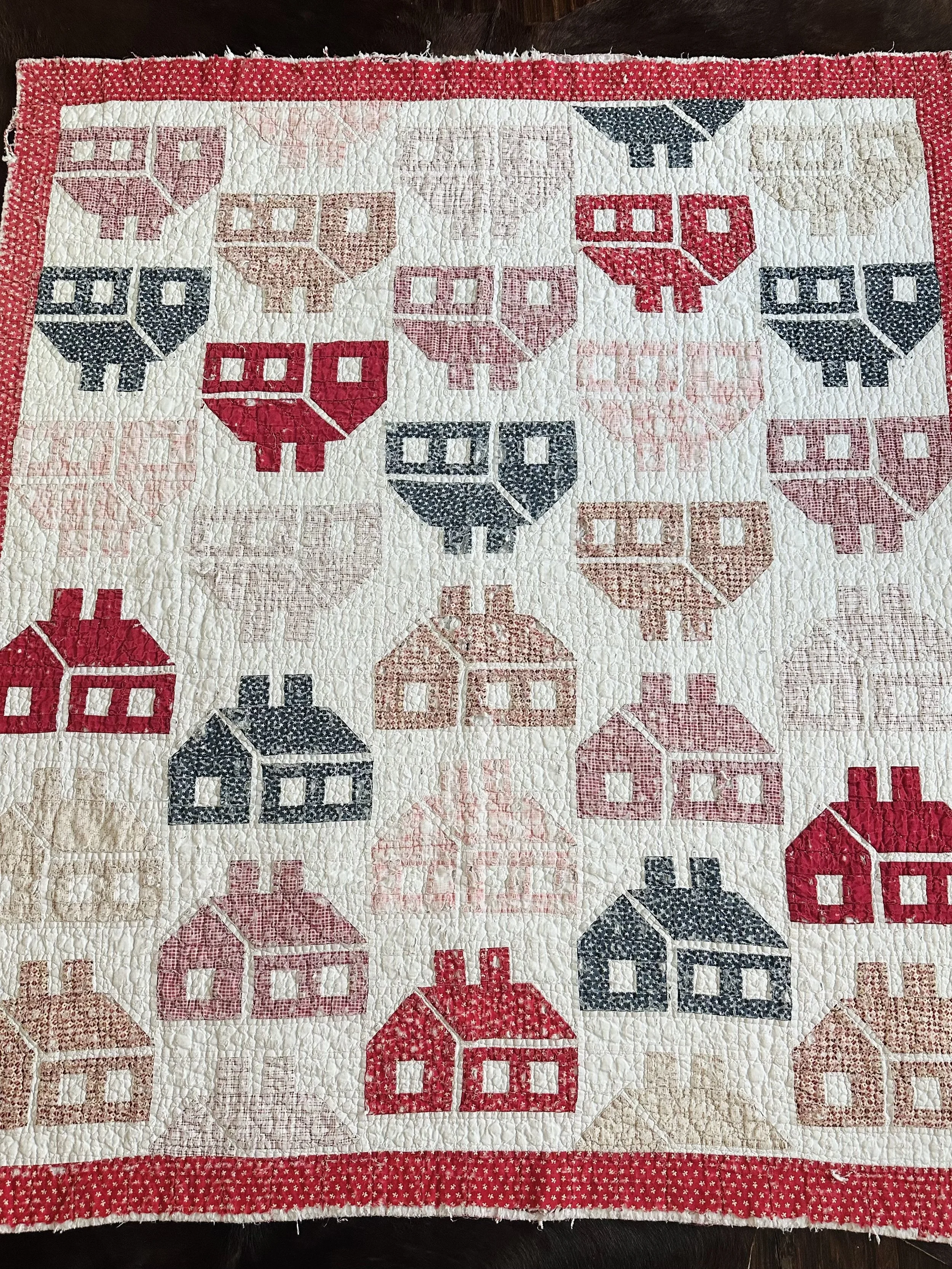 Vintage Schoolhouse Crib or Lap Quilt