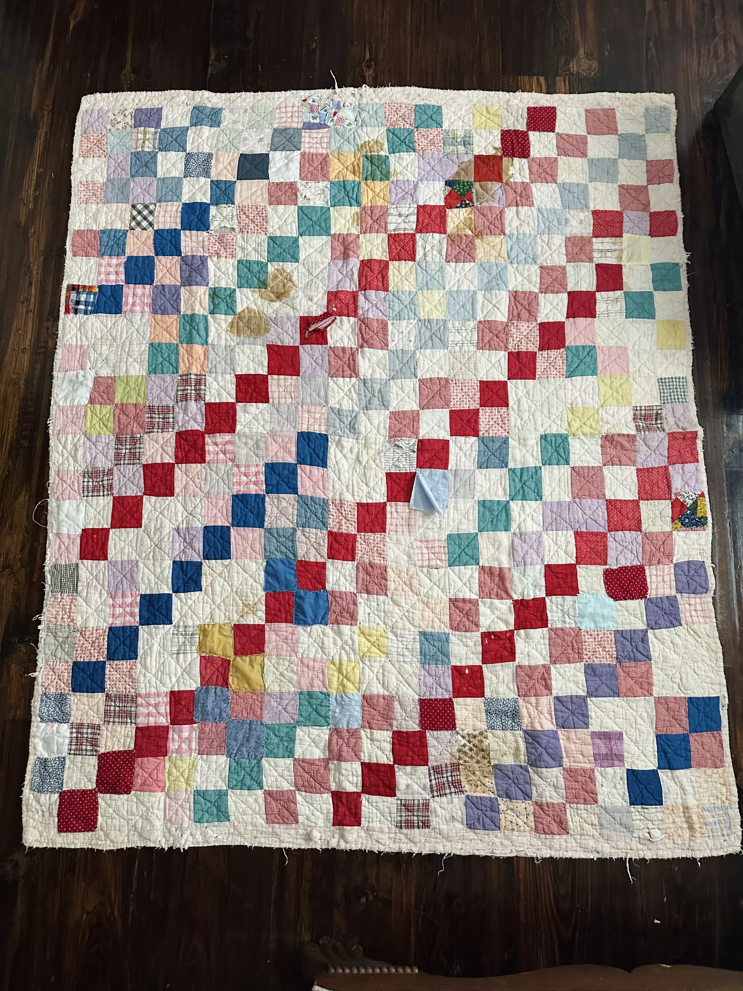 Vintage Scrappy Postage Stamp Cutter Quilt