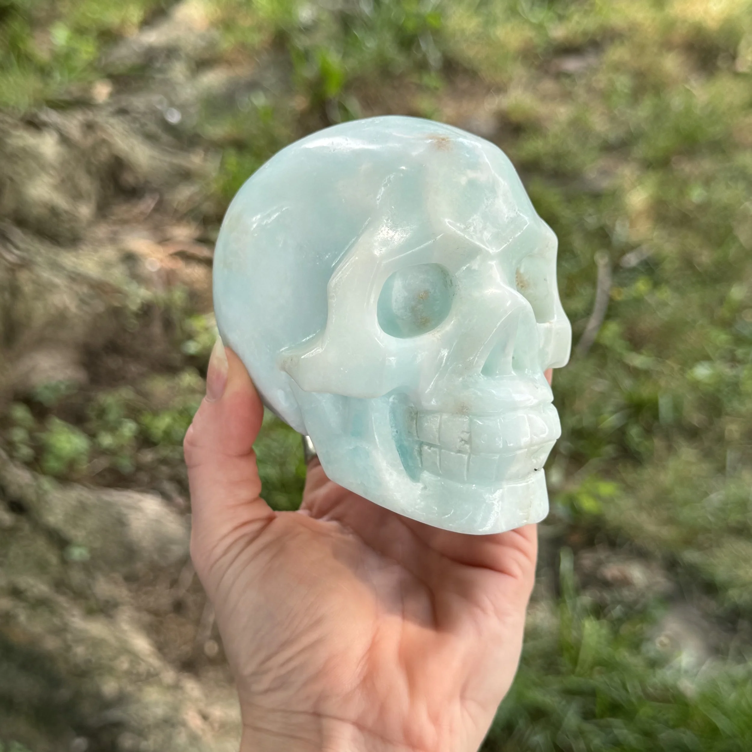 Caribbean Blue Calcite Crystal Skull