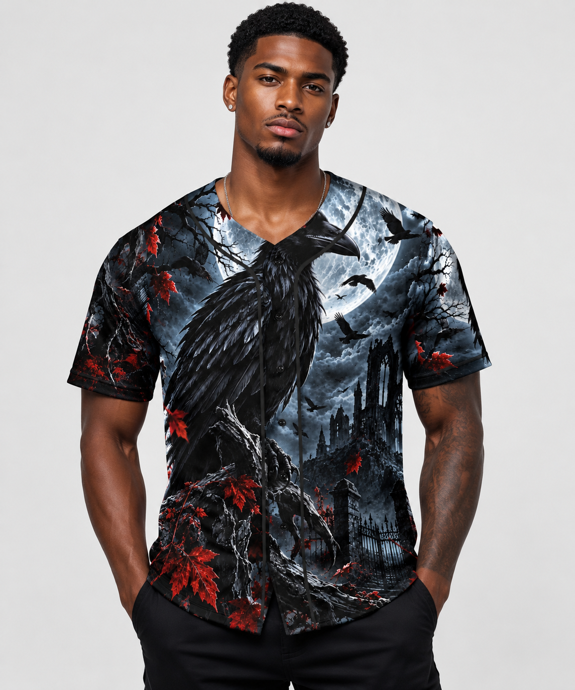Crow King 99 Halloween Baseball Jersey Iconic Darkness All Over Print