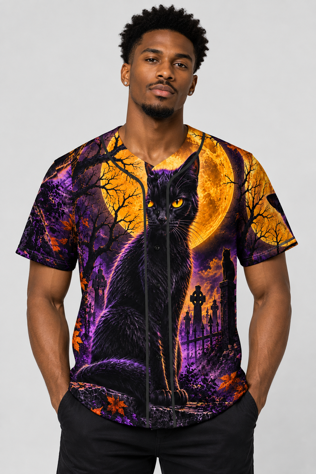 Black Cat 99 Halloween Baseball Jersey Iconic Darkness All Over Print