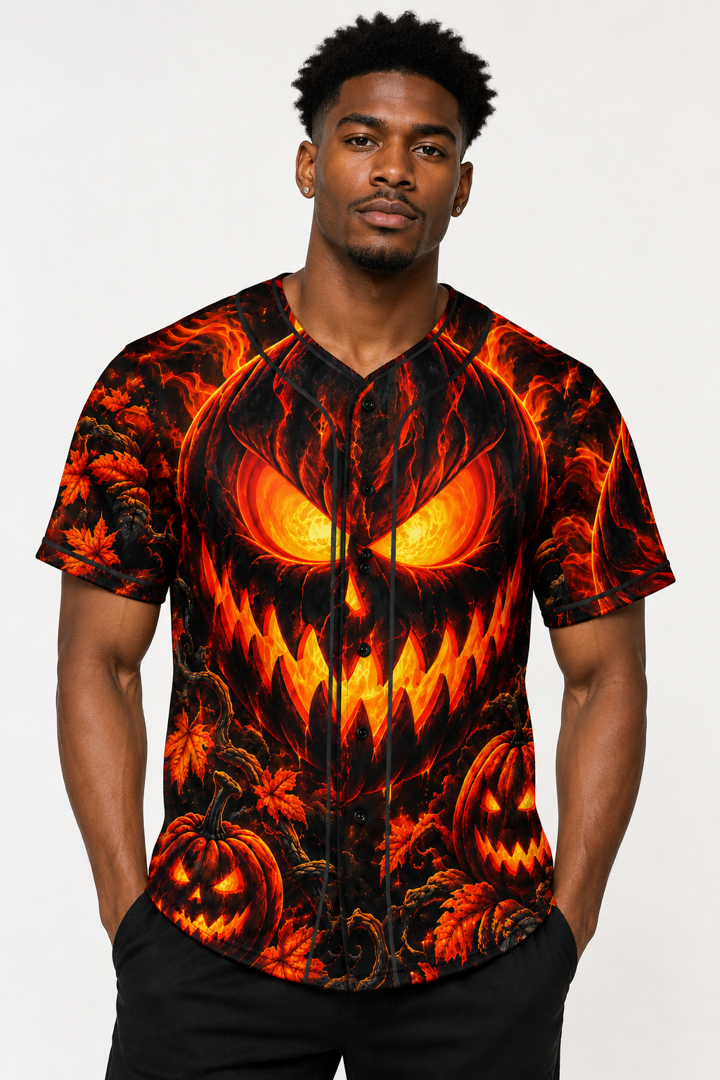 Fiery Pumpkin 99 Halloween Baseball Jersey Iconic Darkness All Over Print