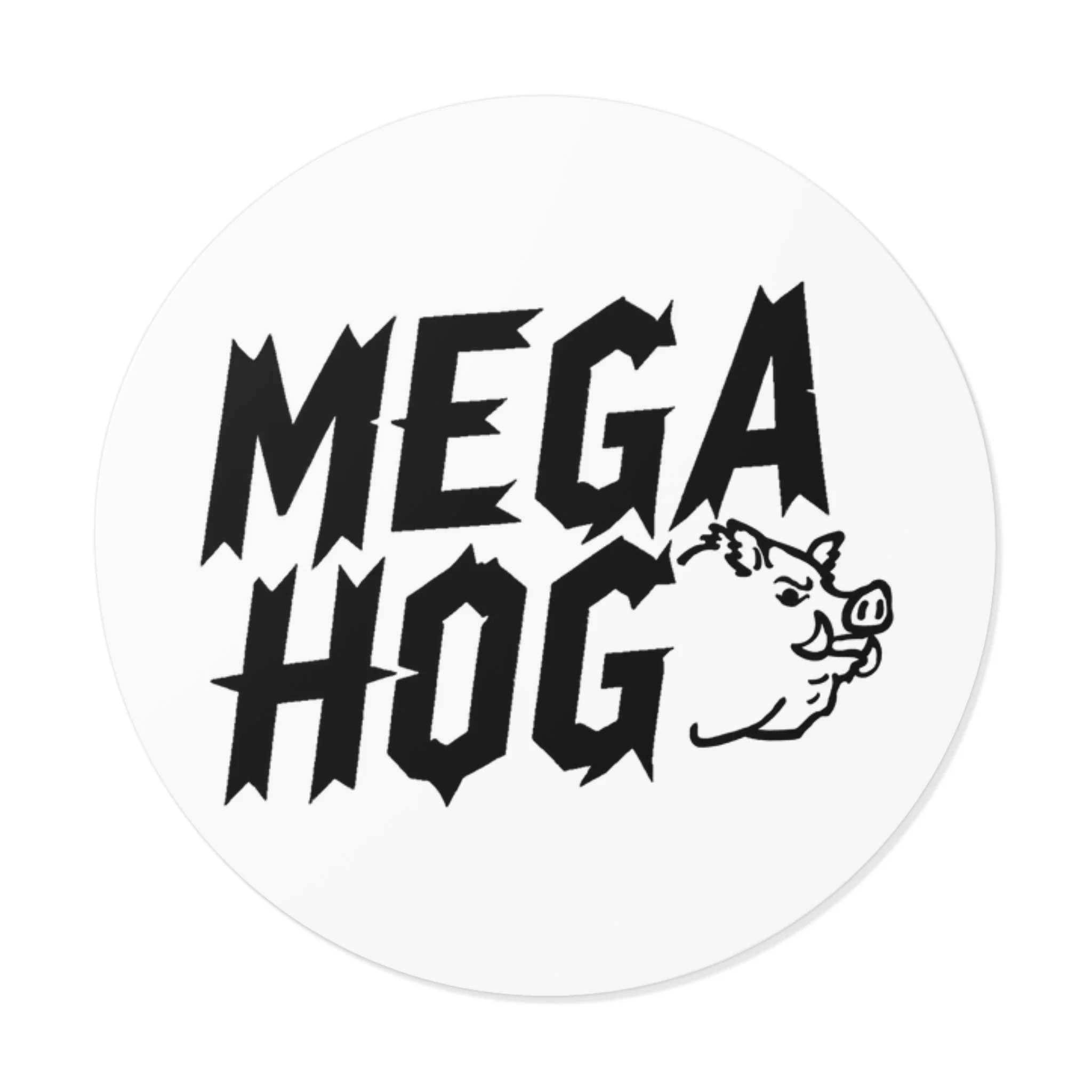 Mega Hog Round Vinyl Sticker — Retro Pig Logo Sticker