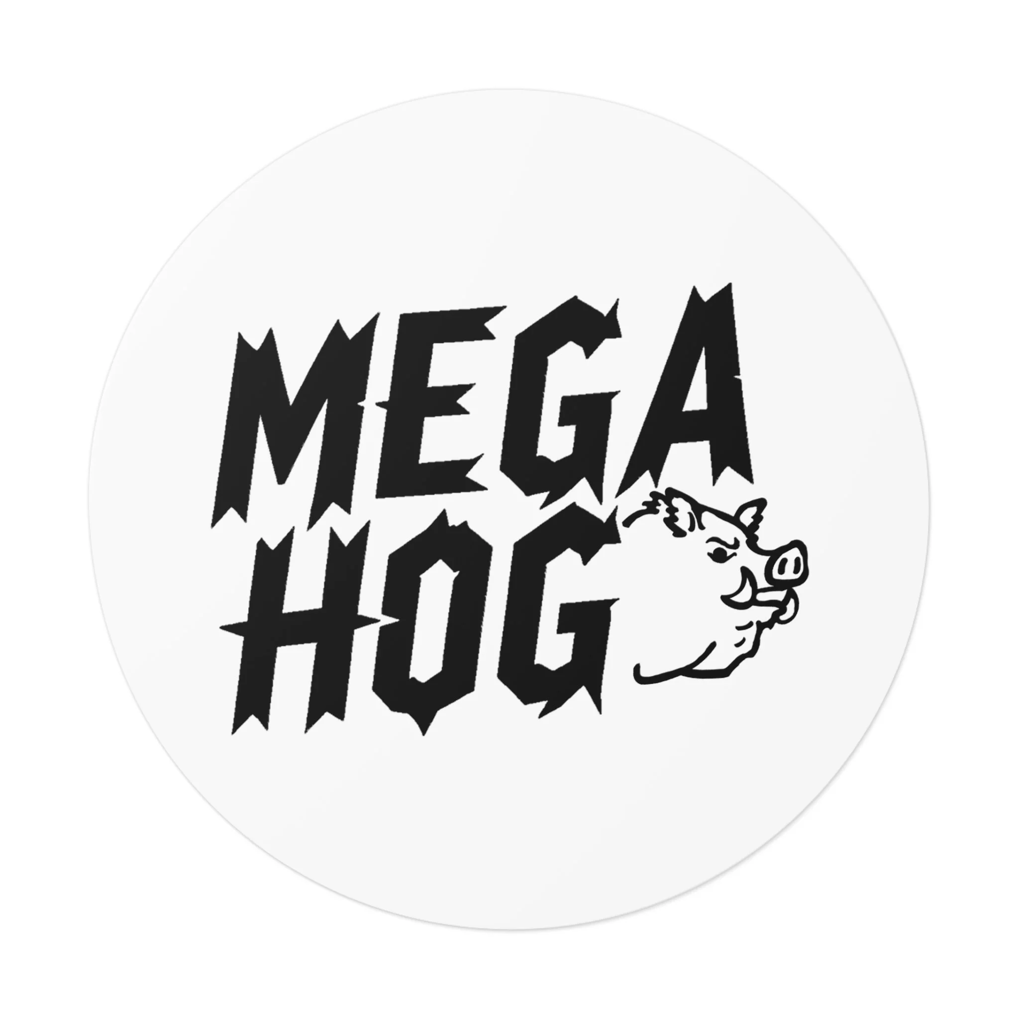 Mega Hog Round Vinyl Sticker — Retro Pig Logo Sticker