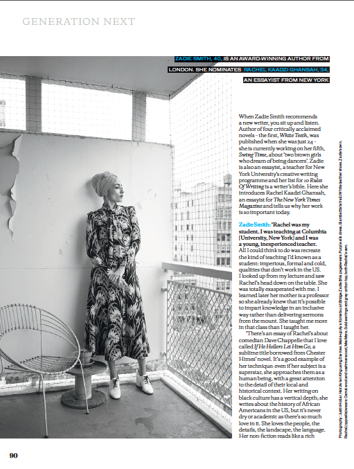 ELLE magazine interview with novelist Zadie Smith conducted by Tamsin Crimmens