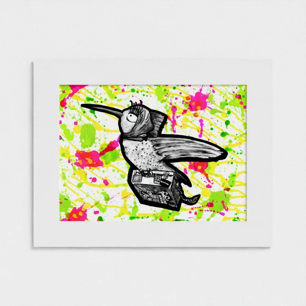 Traveling Hummer Matted Fine Art Print
