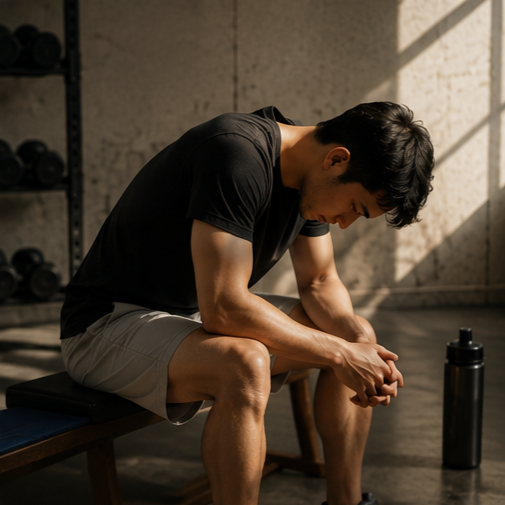 Man overcoming burnout and chronic stress through hypnotherapy to restore emotional balance, resilience, and energy.