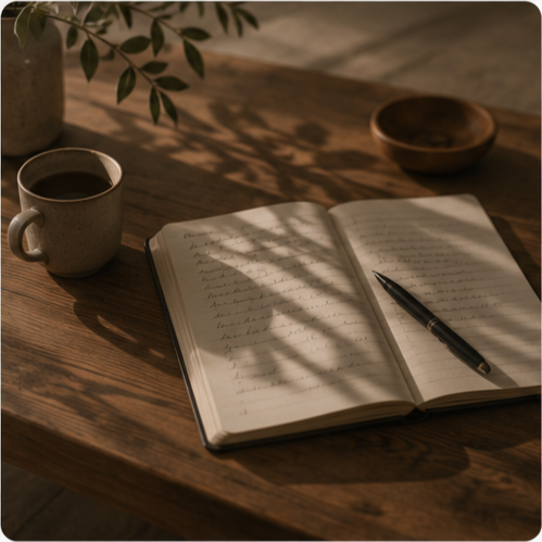Journal and reflection supporting life coaching, personal growth, goal setting, and discovering greater purpose and direction.