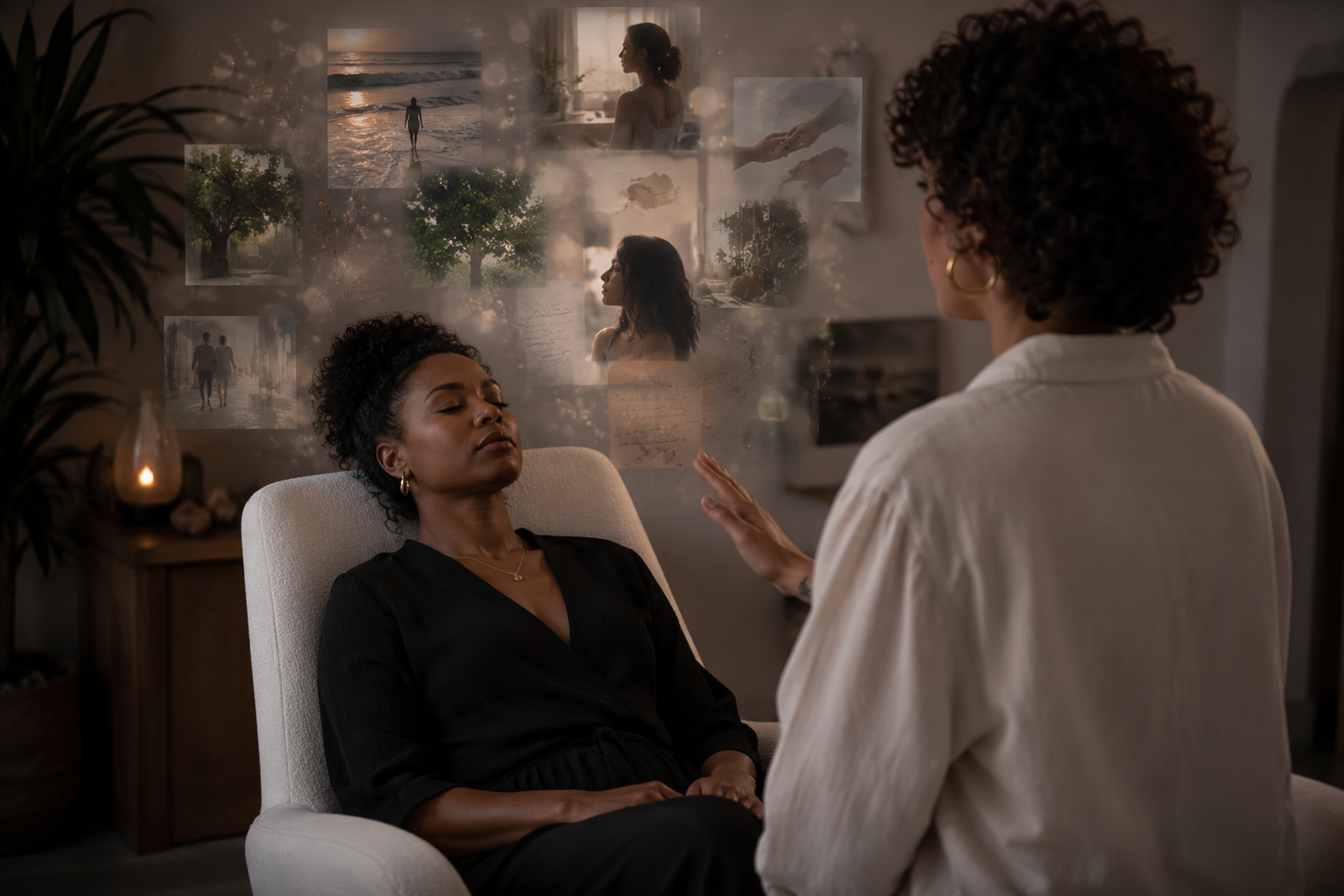 Talya James leading a Past Life Regression Therapy session, creating a safe space for subconscious exploration, self-discovery, and emotional healing.