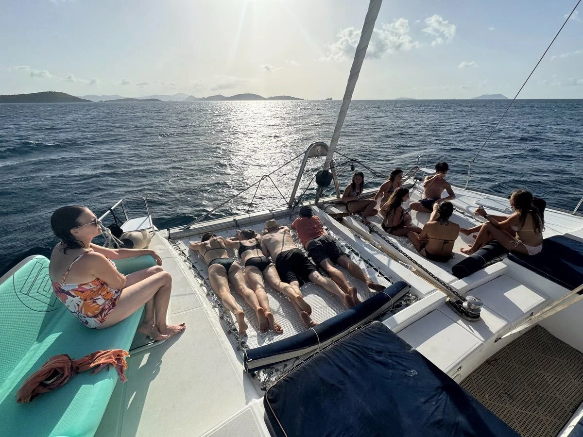 Our flagship, S/V Physalia, is a very comfortable 52&rsquo; catamaran with ample seating and shade, able to accommodate groups of up to 12 passengers! ⛵️
Our trips focus on marine science education 🐠 but keep it fun with plenty of time to sit back, 