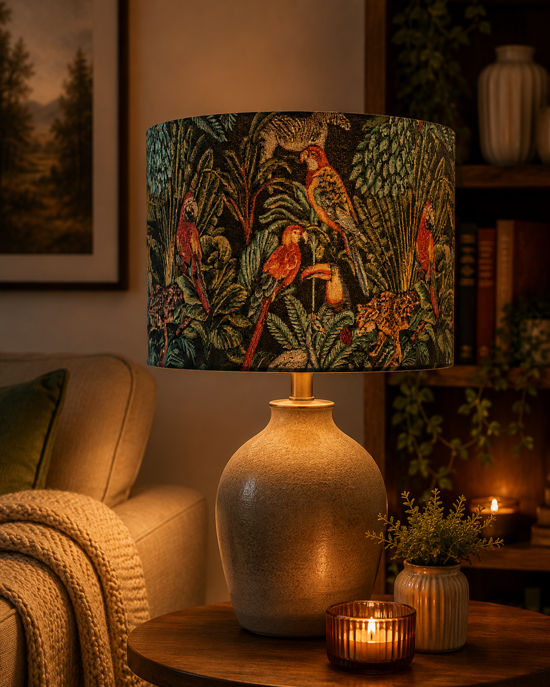 Luxury Tapestry Rainforest Drum Lampshade