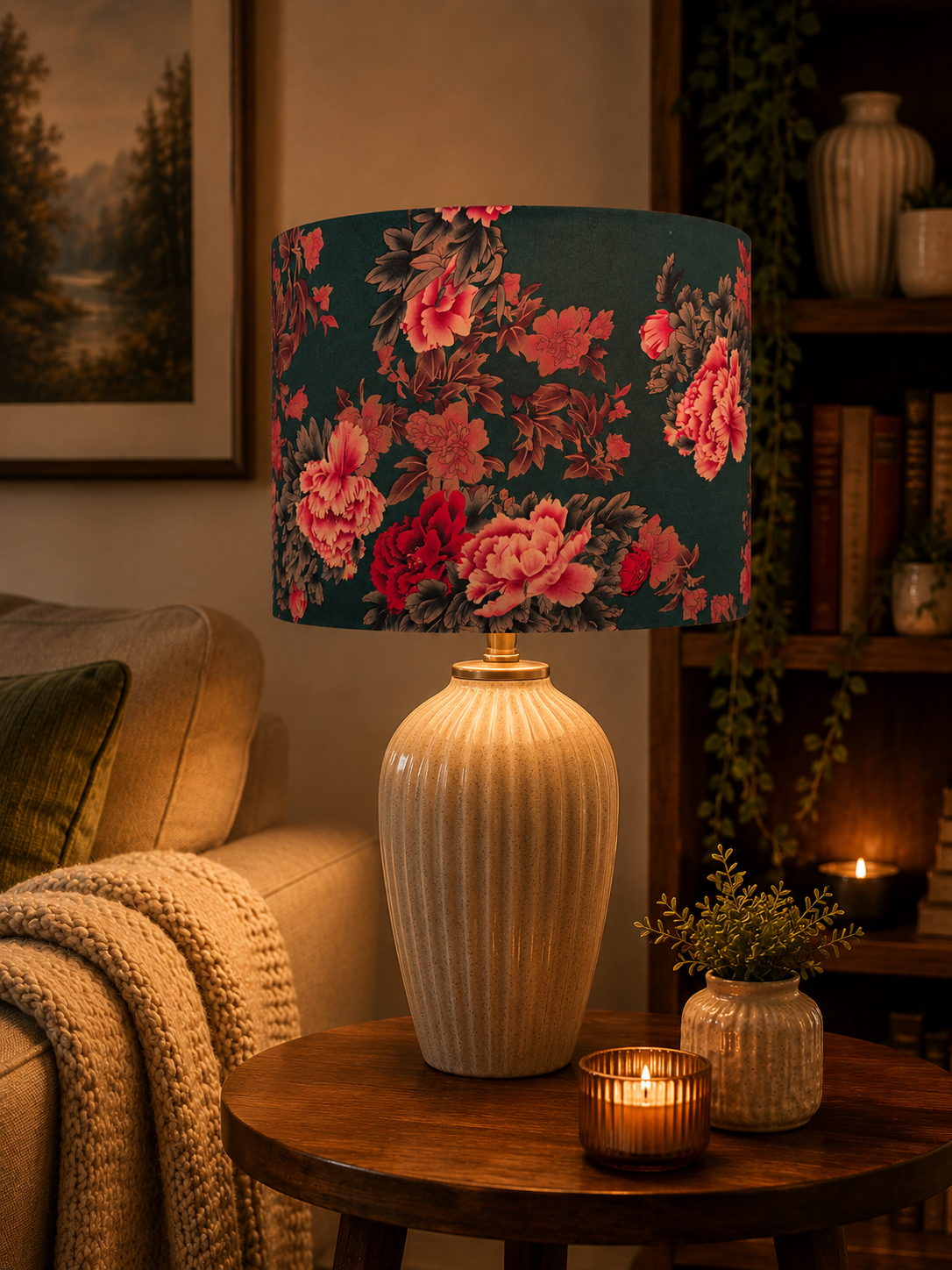 Floral Satin Lampshade Drum Lampshade