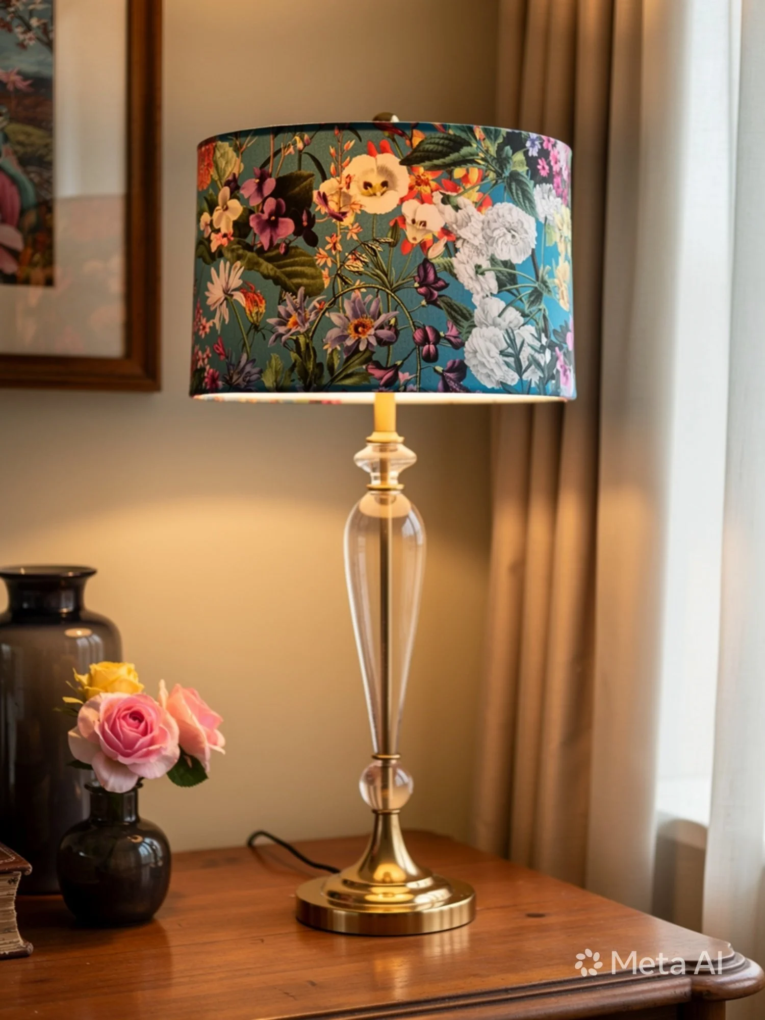 Summer Floral Turquoise Drum Lampshade
