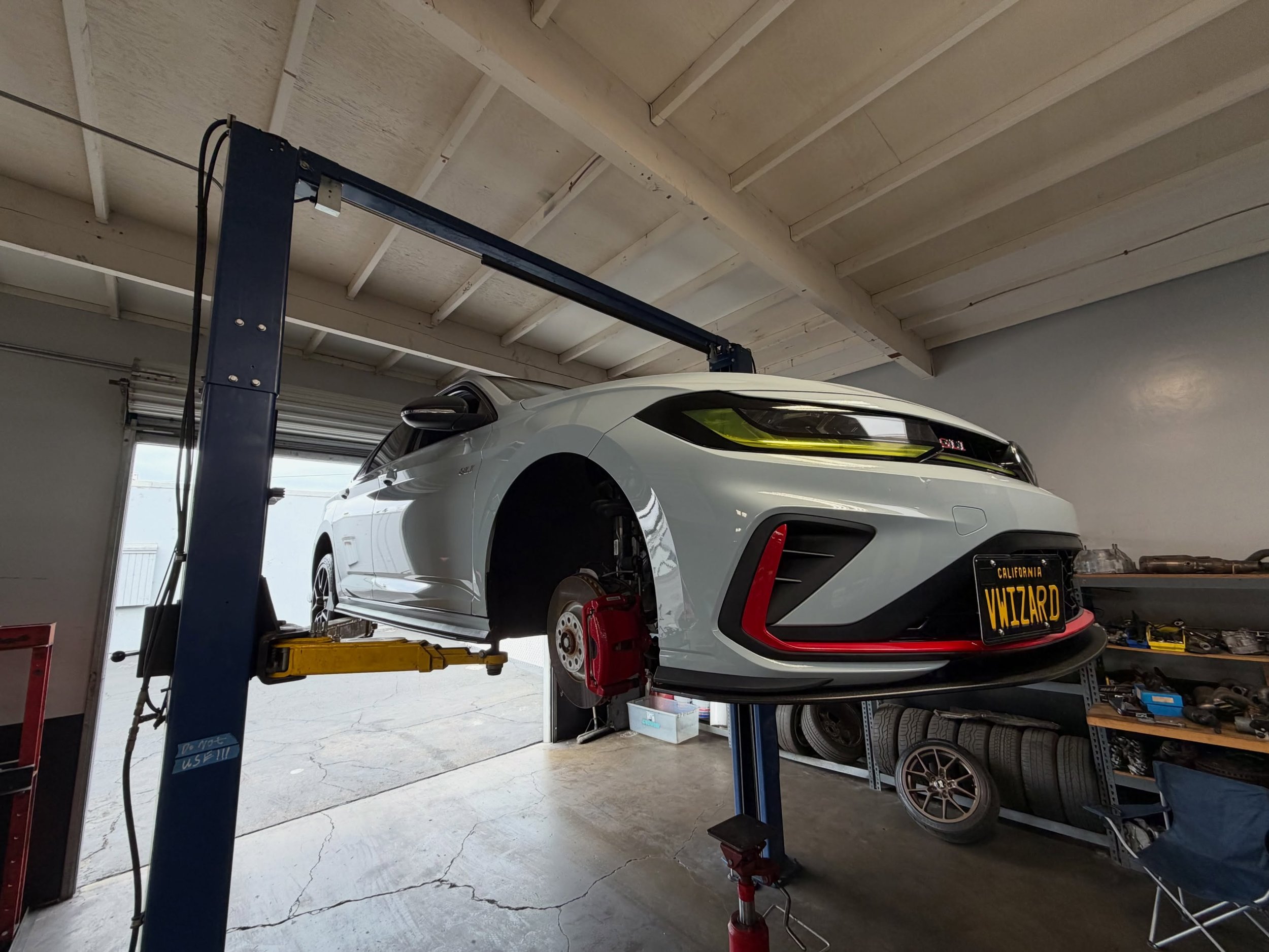 @socal.dubs brought in his clean GLI in for @unitronic upgraded subframe dogbone bushings! We removed the subframe for easier installation and pressed the old ones out and installed the new bushings in! Subframe/Dogbone bolts torqued to specification