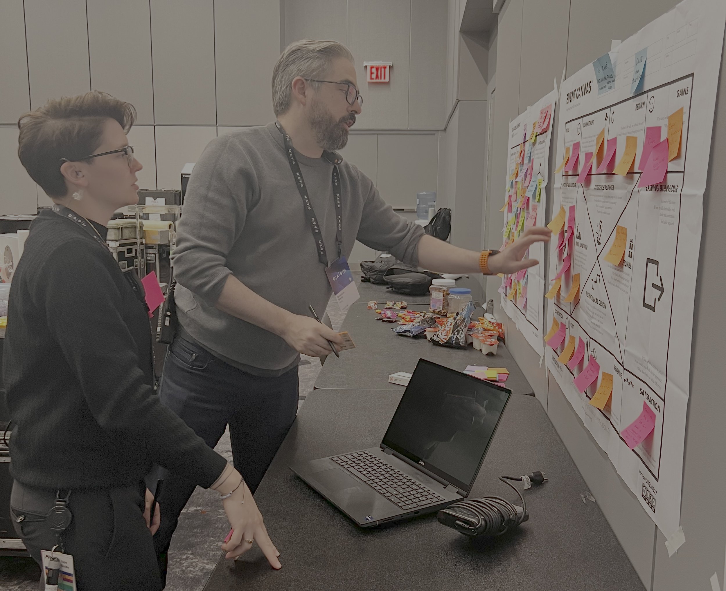 Senior event production professionals collaborating on event planning and execution, demonstrating hands-on leadership at every engagement.