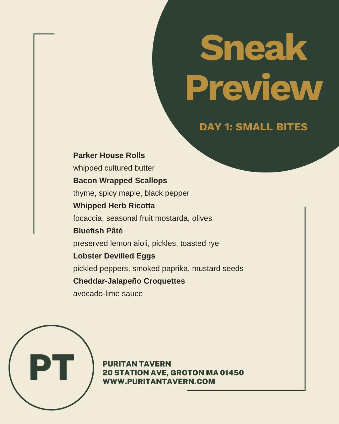 The news is out - we open TUESDAY, SEPTEMBER 15! Reservations and the full menu will go live this Friday. Want to know the full details first? Head to puritantavern.com and sign up for the newsletter!