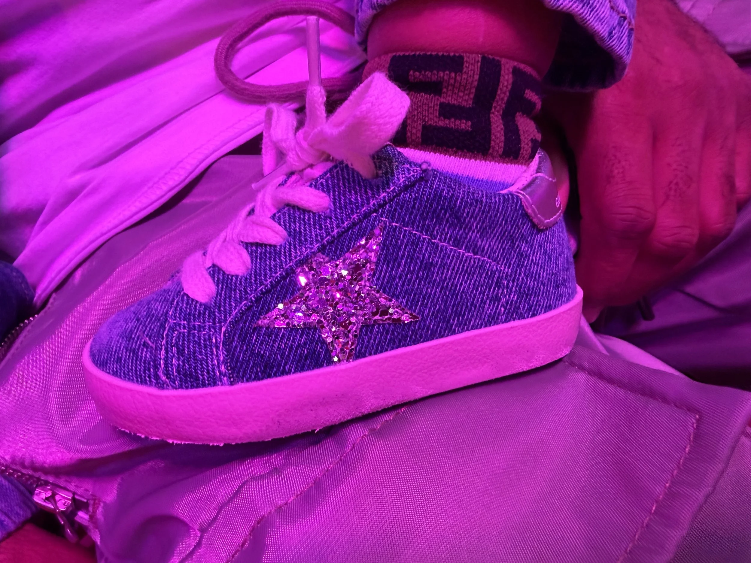 Toddler Girl’s Superstar Denim Lace up Sneakers Size Baby/Toddler