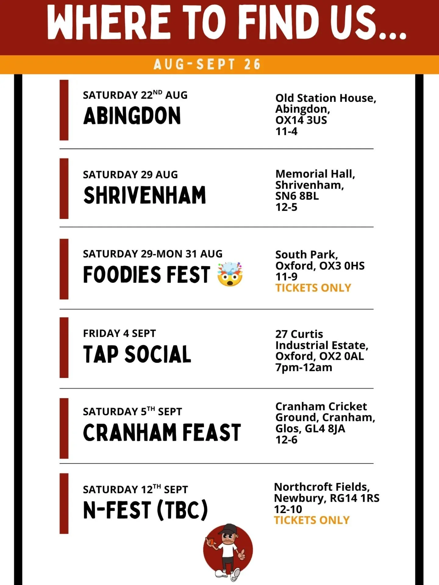 Sadly today's market in Steventon was cancelled, HOWEVER we have plenty more opportunities for you to get your jam fix in the next few weeks!
We are absolutely buzzing about getting a spot at Foodies Festival 🤩 - tickets are on sale now so hurry up 