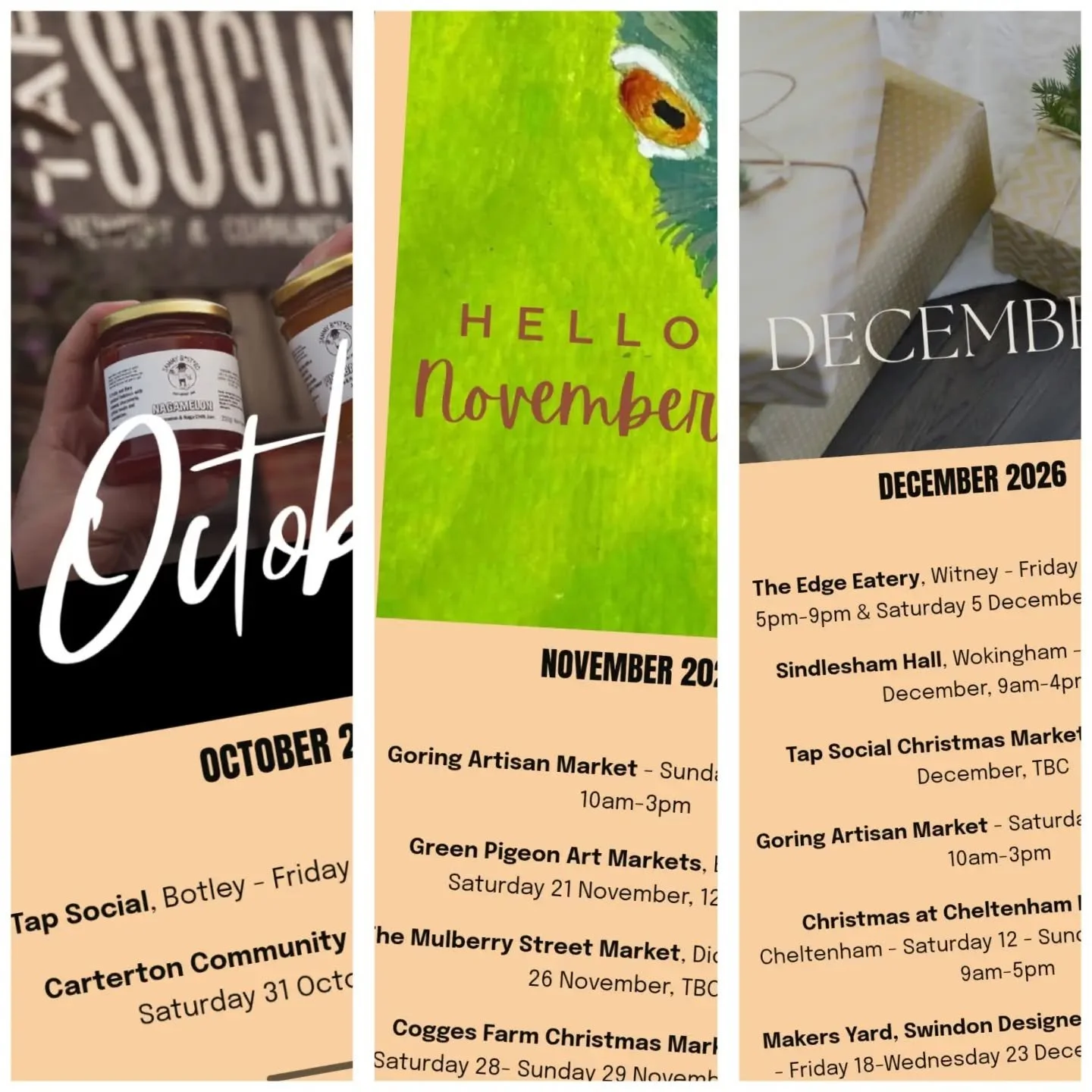 📍WHERE CAN YOU FIND US?📍 
October is looking kinda quiet for us, but you can find us this month at @tapsocialtaproom on 23.10.26 and @cartertoncommunitymarket on 31.10.26, before we head into the craziness of Christmas Markets next month! 
Come and
