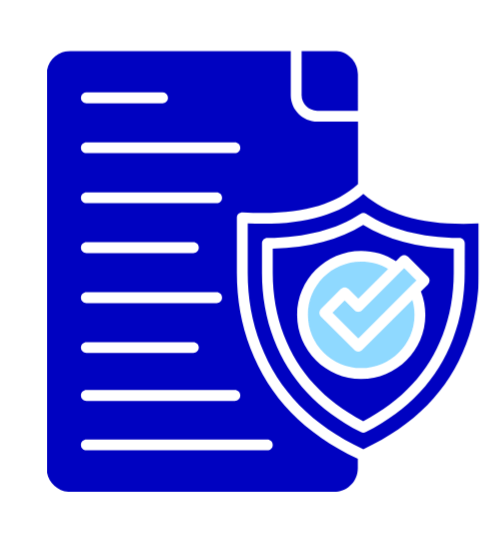 Document with a shield and checkmark icon indicating security or protection