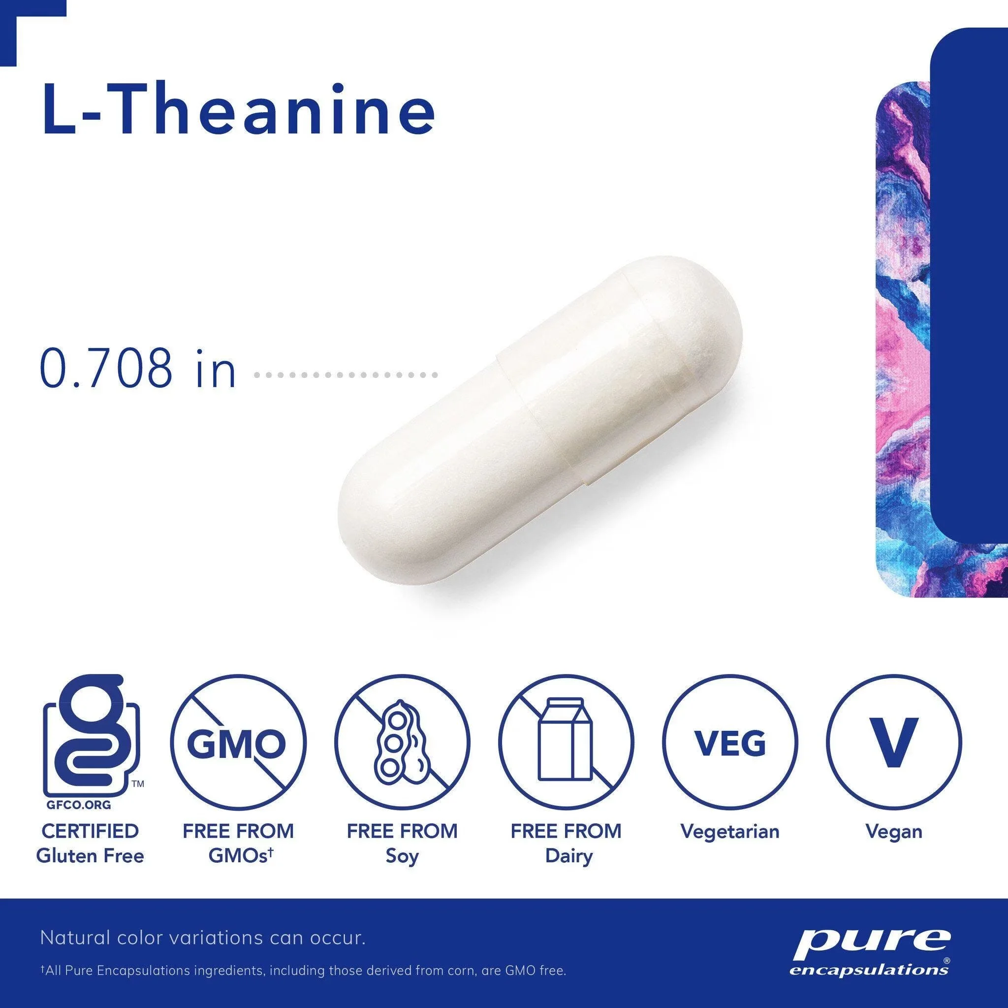 Pure Encapsulations L-Theanine vegan capsules with 200 mg of Suntheanine for relaxation, calm focus and occasional stress support.