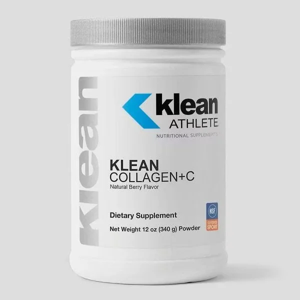 Klean Collagen+C natural berry collagen powder with 15 grams of hydrolyzed bovine collagen and vitamin C for joint and connective-tissue support.