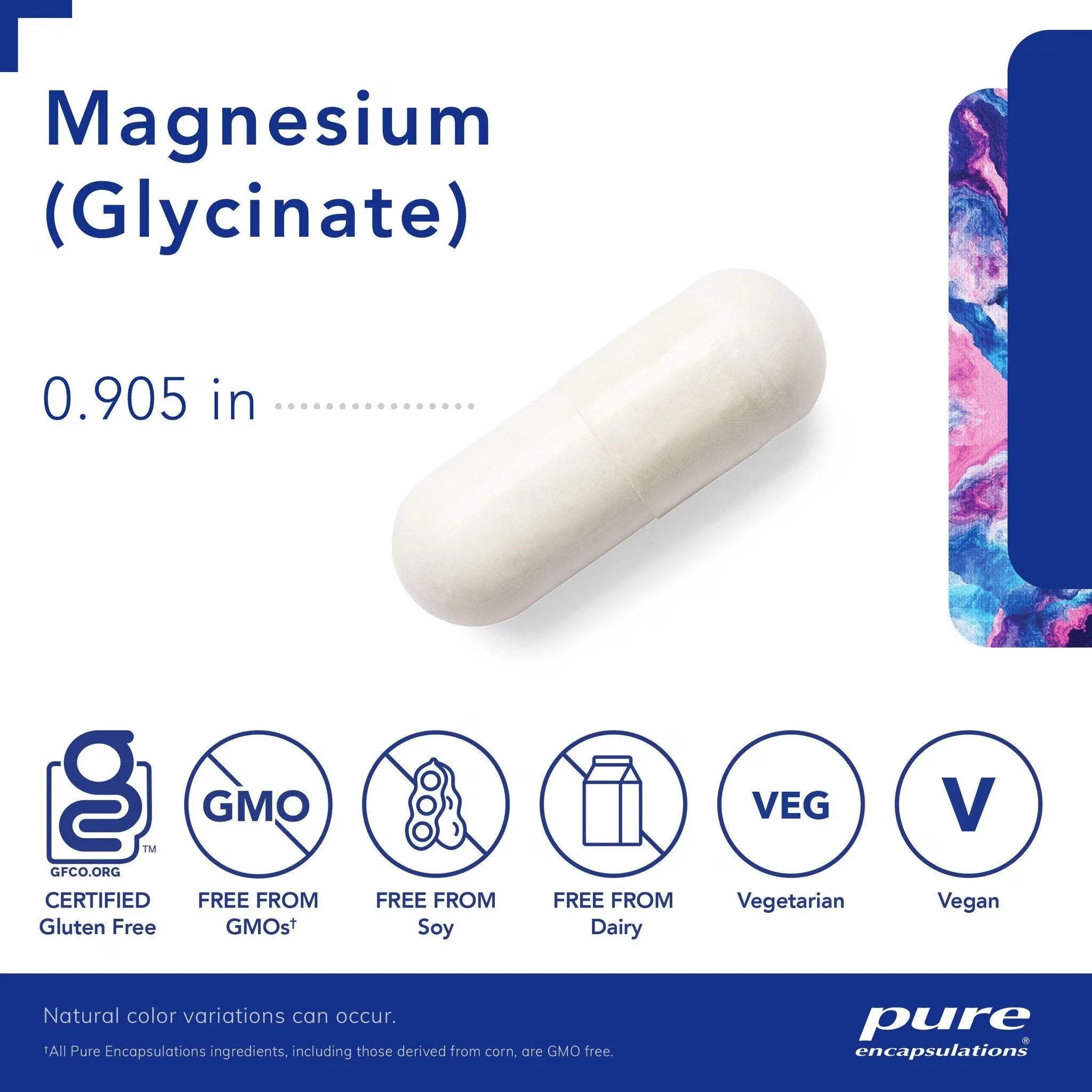 Pure Encapsulations Magnesium Glycinate vegan capsules with 120 mg of highly bioavailable magnesium per capsule for muscle, nerve and energy support.