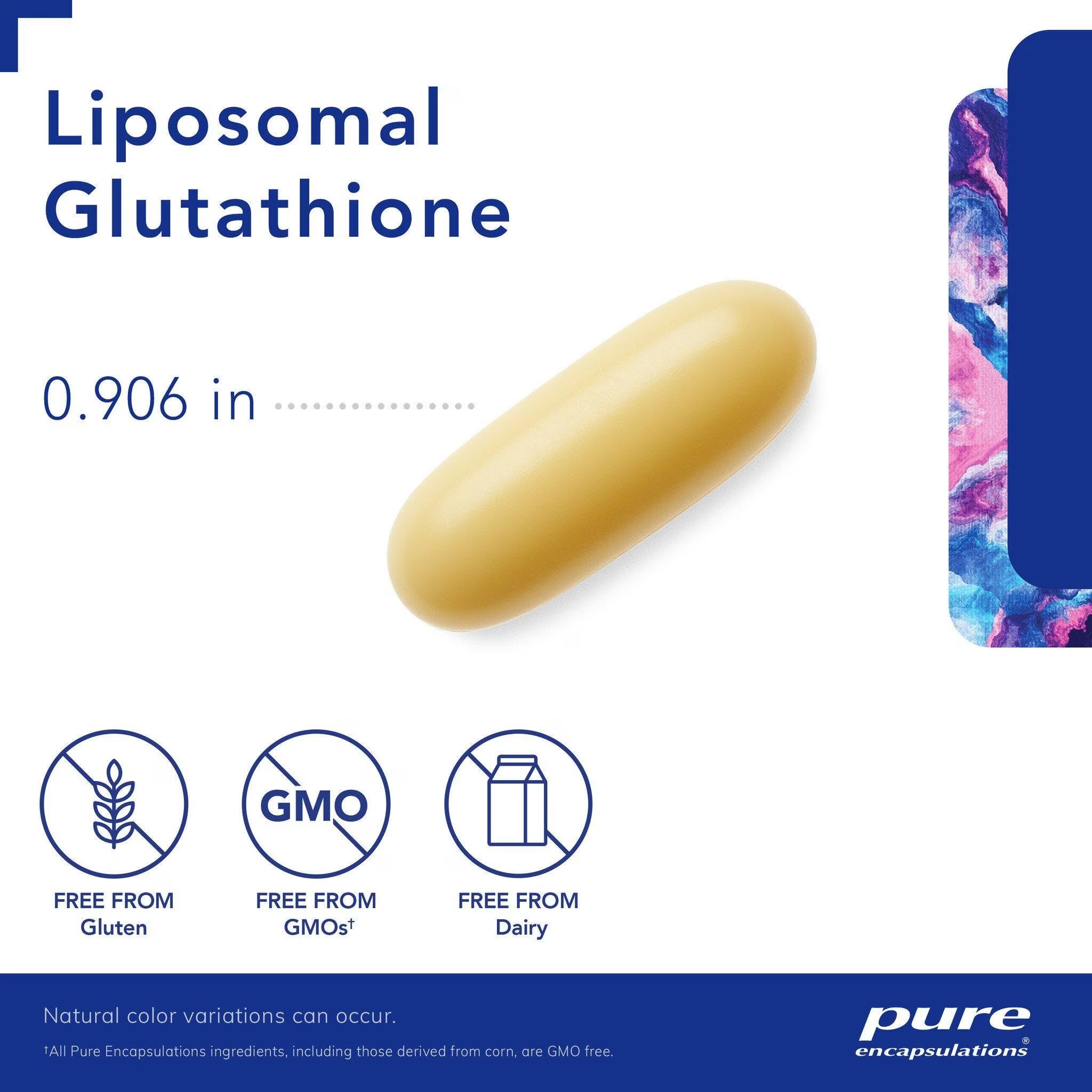 Pure Encapsulations Liposomal Glutathione softgels with 250 mg of Setria reduced glutathione and essential phospholipids for antioxidant, cellular and liver support.