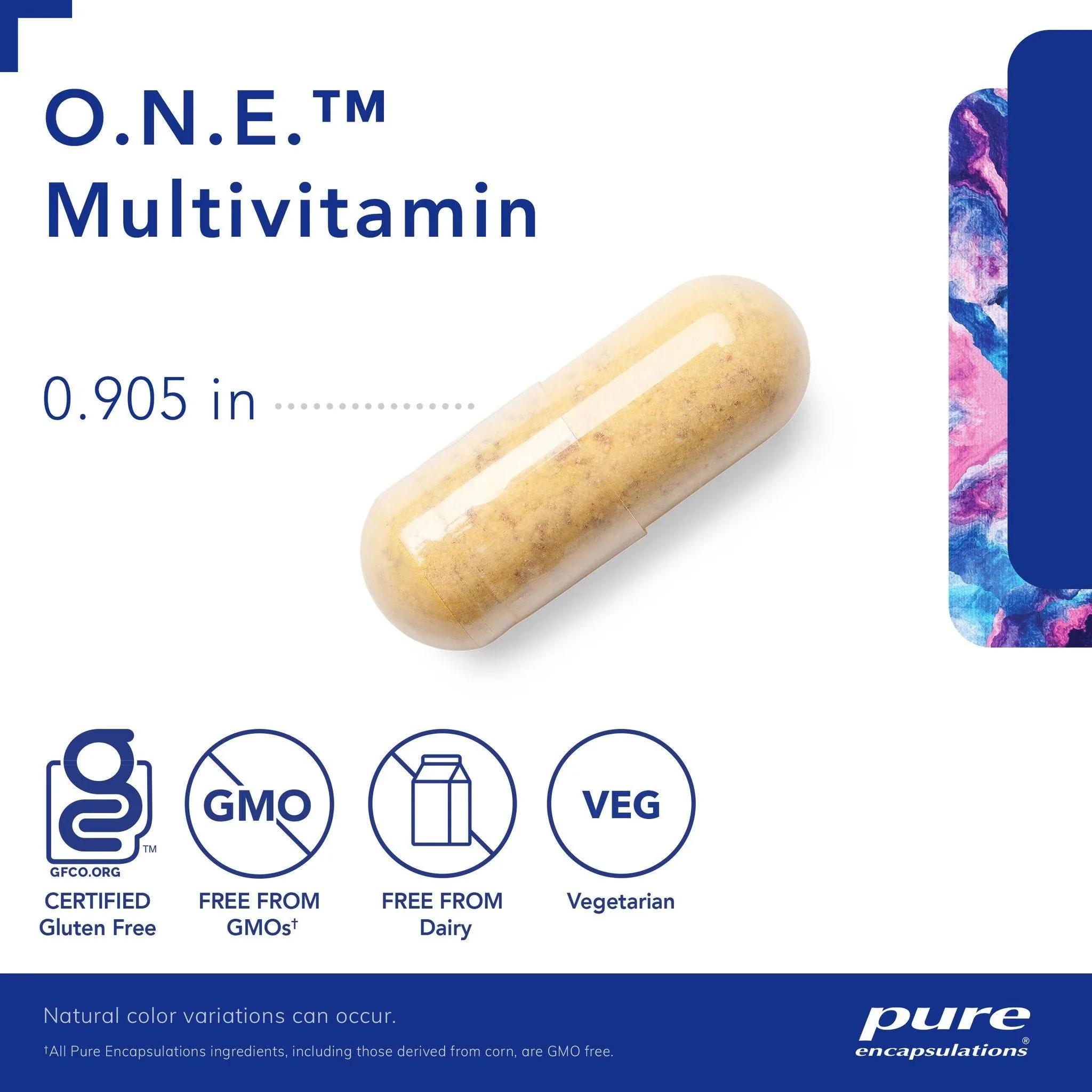 Pure Encapsulations O.N.E. Multivitamin once-daily vegetarian capsules with methylated B vitamins, CoQ10, lutein and antioxidants for daily wellness.