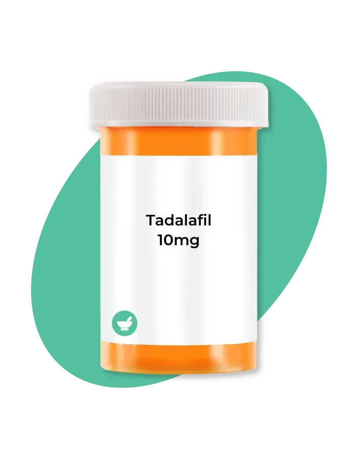 Tadalafil 10 mg prescription medication bottle