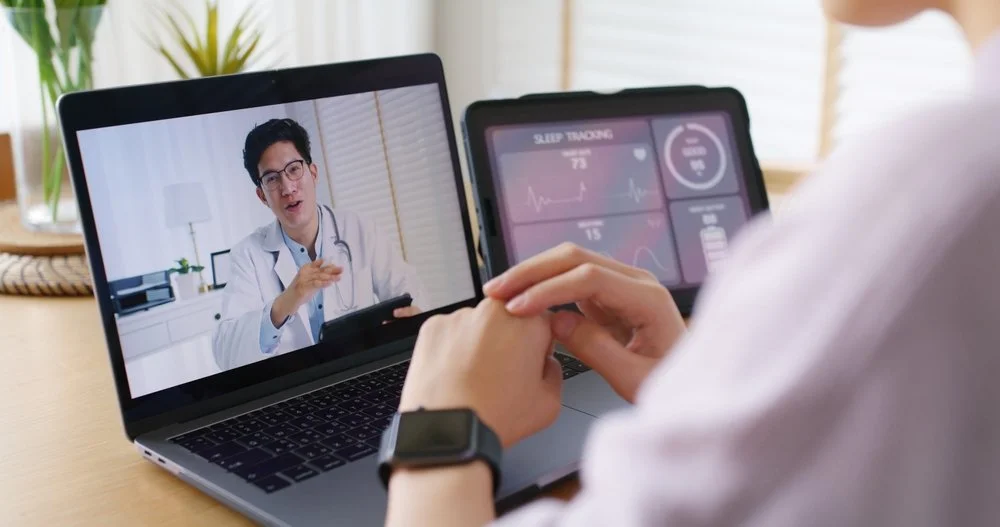 Client meeting with a healthcare provider during a telehealth video visit