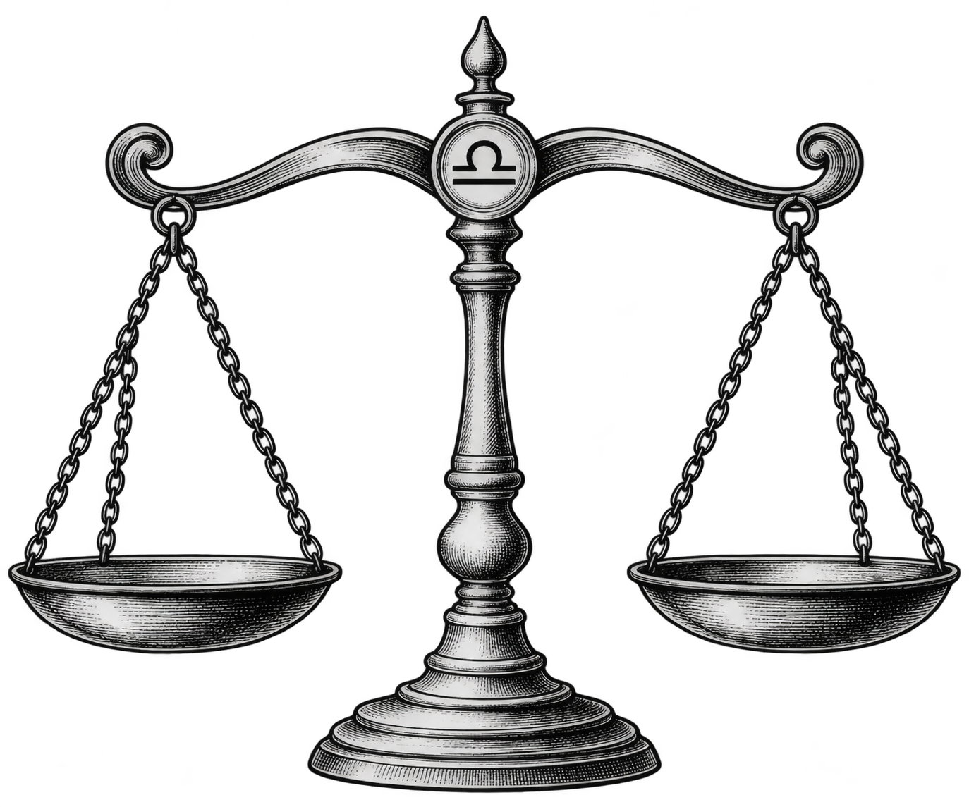 Illustration of balanced scales for Libra Season