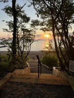 Lake Bluff beach and lakefront at sunset