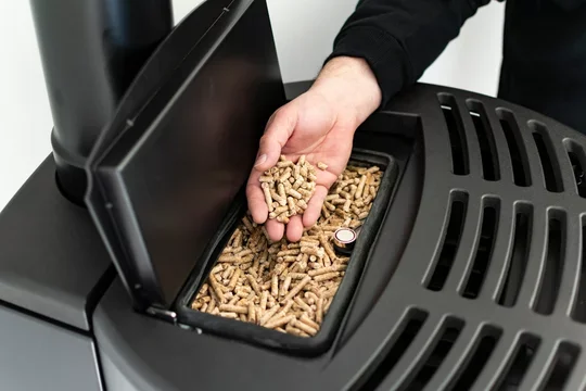 A pellet stove