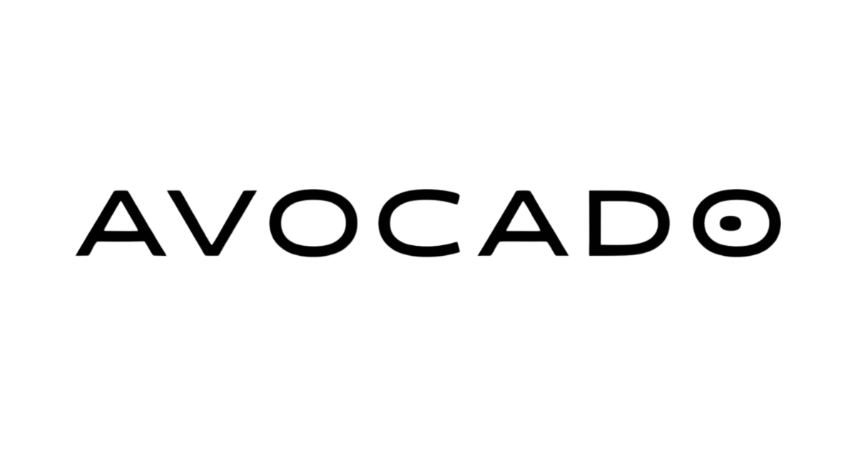 Black text reading 'AVOCADO' in a stylized font.