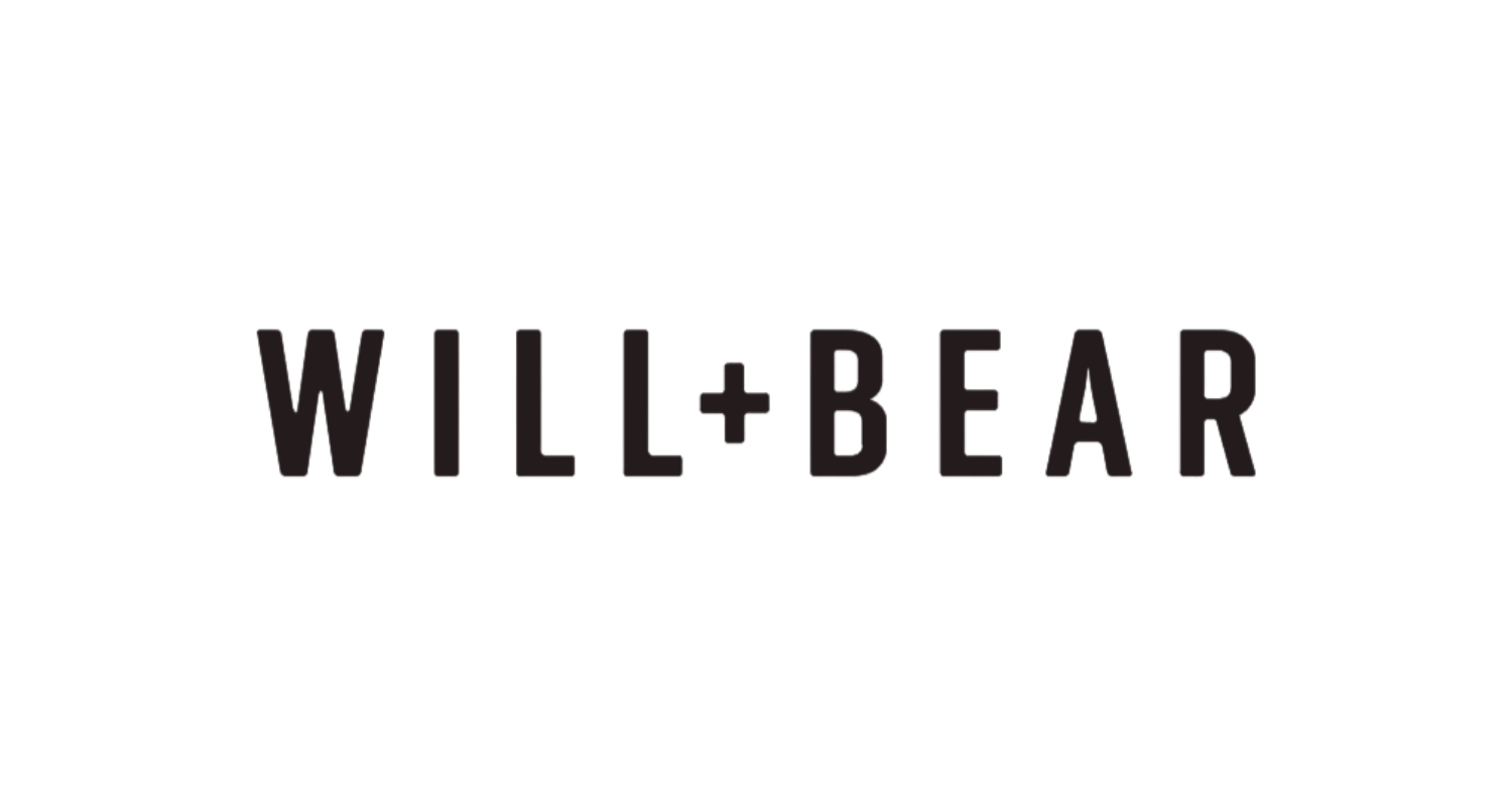 Will + Bear logo with black text on a transparent background
