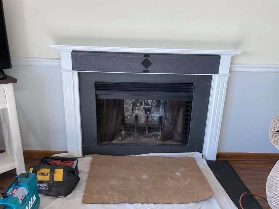Prefabricated fireplace rotted out and being prepped to be replaced